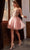 Cinderella Divine - 9239 Embellished V Neck A-line Dress Cocktail Dresses XXS / Rose Gold