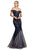 Cinderella Divine - A0401 Off Shoulder Lace Overlay Tulle Mermaid Gown Evening Dresses 2 / Navy