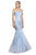 Cinderella Divine - A0401 Off Shoulder Lace Overlay Tulle Mermaid Gown Evening Dresses 2 / Perry Blue