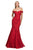 Cinderella Divine - A0401 Off Shoulder Lace Overlay Tulle Mermaid Gown Evening Dresses 2 / Red