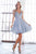 Cinderella Divine - AM391 Plunging V-neck Pleated A-line Dress Cocktail Dresses 2 / Paris Blue