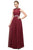 Cinderella Divine - B1601 Embellished Belt Lace A-Line Chiffon Dress Bridesmaid Dresses XS / Burgundy