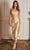 Cinderella Divine - BD103 Cowl Neck Satin Sheath Tea-Length Dress Cocktail Dresses XXS / Champagne Gold