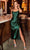 Cinderella Divine - BD103 Cowl Neck Satin Sheath Tea-Length Dress Cocktail Dresses XXS / Emerald