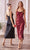 Cinderella Divine - BD103 Cowl Neck Slim Fit Satin Sheath Tea-Length Dress CCSALE