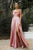 Cinderella Divine - BD104 Cowl Neck Satin A-Line Gown Prom Dresses XS / Dessert Rose