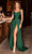Cinderella Divine - BD104 Cowl Neck Satin A-Line Gown Prom Dresses XXS / Emerald