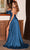 Cinderella Divine - BD104 Cowl Neck Satin A-Line Gown Prom Dresses XXS / French Navy