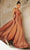 Cinderella Divine - BD105 Tie Strap V-Neck Satin Gown Prom Dresses