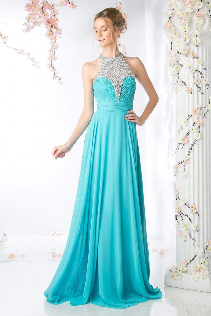Cinderella Divine - Bead Embellished High Halter Evening Dress Special Occasion Dress 2 / Mint