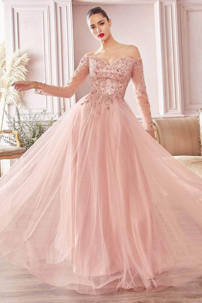 Cinderella Divine - Beaded A-Line Prom Dress CD0172  - 1 pc Rose Gold In Size XL Available CCSALE XL / Rose Gold