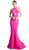 Cinderella Divine - Beaded Halter Neck Scuba Mermaid Dress Special Occasion Dress 2 / Hot Pink