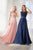Cinderella Divine - Beaded Lace Illusion Bateau A-line Dress Prom Dresses XXS / Navy