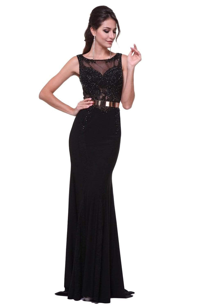 Cinderella Divine - Beaded Long Sheath Dress JC4022 - 1 pc Black In Size 6 Available CCSALE 6 / Black