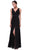 Cinderella Divine - Bedazzled Plunging V-neck A-line Dress Special Occasion Dress XS / Black