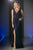 Cinderella Divine - Bedazzled Plunging V-neck A-line Dress Special Occasion Dress XS / Navy