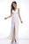 Cinderella Divine - Bedazzled Plunging V-neck A-line Dress Special Occasion Dress XS / Off White