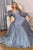 Cinderella Divine - Bishop Sleeve Applique Prom Dress CD0183 - 1 pc Smoky Blue In Size L Available CCSALE L / Smoky Blue
