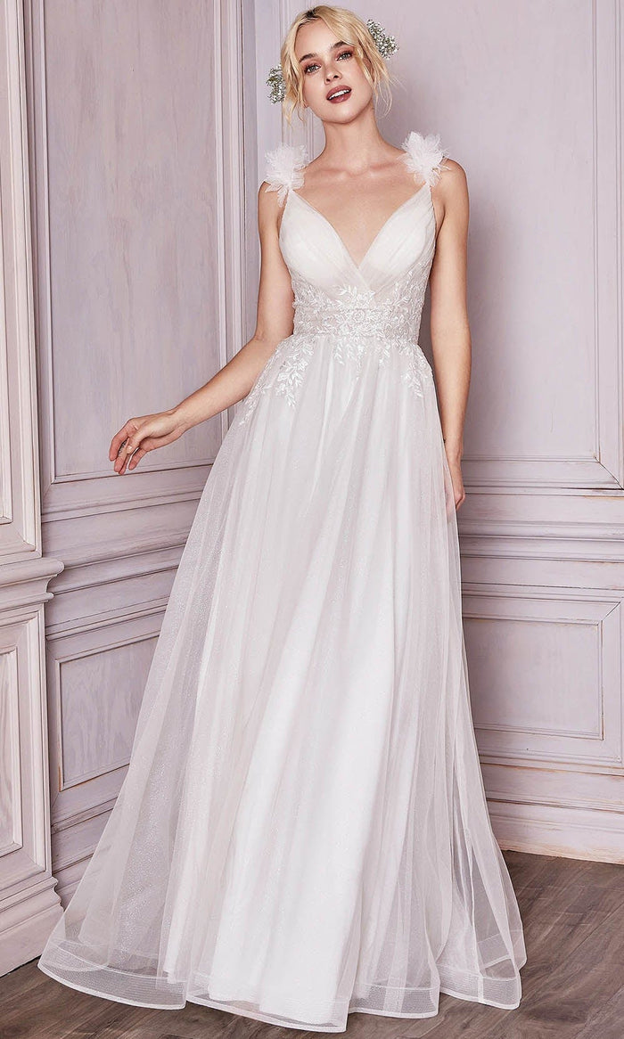 Cinderella Divine Bridal CD971W - V-neck Bridal Gown Special Occasion Dress 2 / Off White