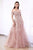Cinderella Divine - C20 Jeweled Applique Illusion A-Line Gown Prom Dresses 2 / Mauve