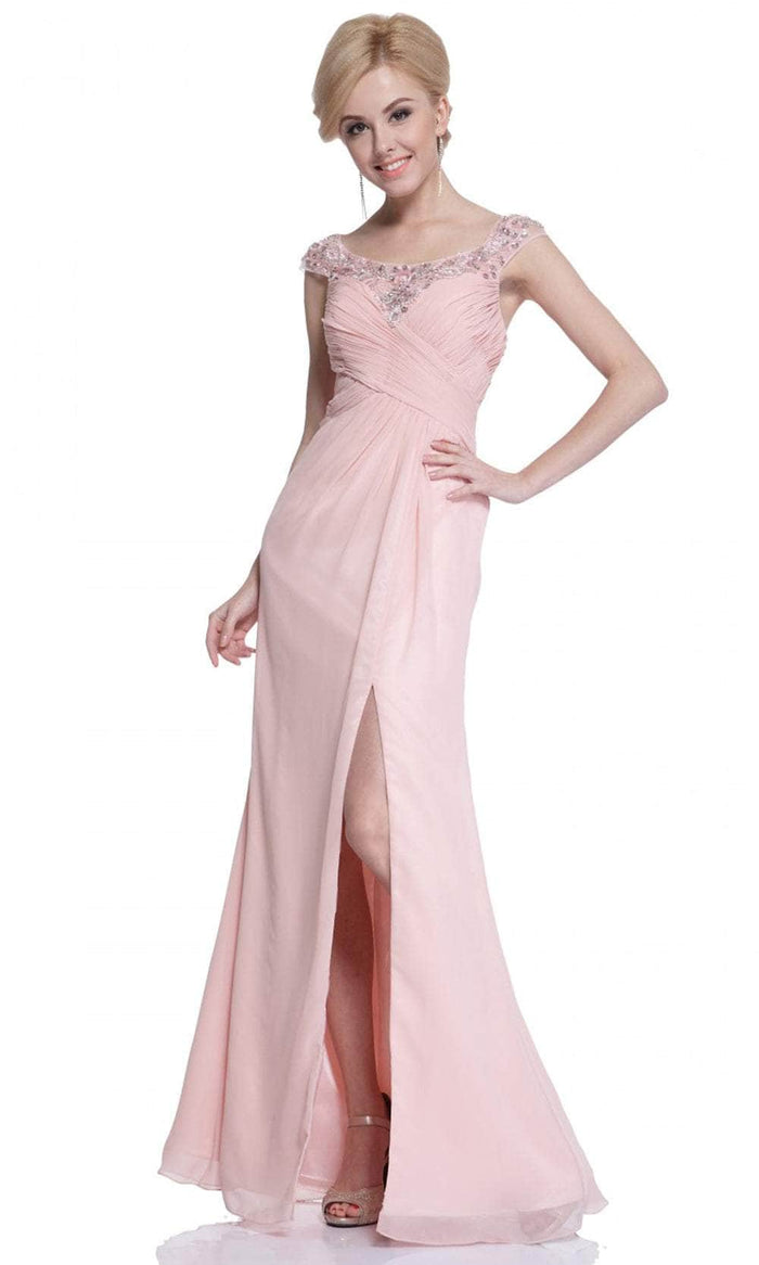 Cinderella Divine C292 - Beaded Chiffon Long Dress Special Occasion Dress 10 / Blush
