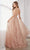 Cinderella Divine - C32 Plunging Sequined Glitter Print A-Line Gown Prom Dresses