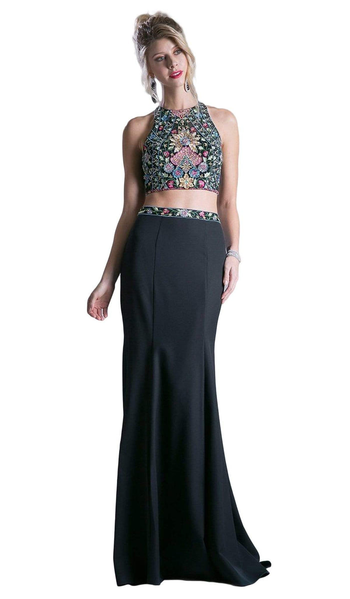 Cinderella Divine - C80312 Two Piece Embroidered Dress Special Occasion Dress 2 / Black