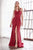 Cinderella Divine - C81730 Sleeveless V Neck High Slit Jersey Gown Bridesmaid Dresses 2 / Burgundy