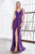 Cinderella Divine - C81730 Sleeveless V Neck High Slit Jersey Gown Bridesmaid Dresses 2 / Eggplant