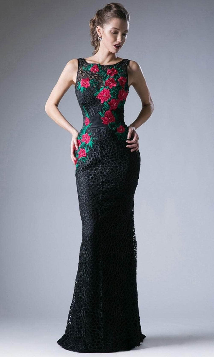 Cinderella Divine CA315 - Appliqued Sheath Evening Dress Special Occasion Dress 4 / Black