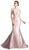 Cinderella Divine - Cap Sleeve Appliqued Plunging Illusion Gown Special Occasion Dress 2 / Dusty Rose