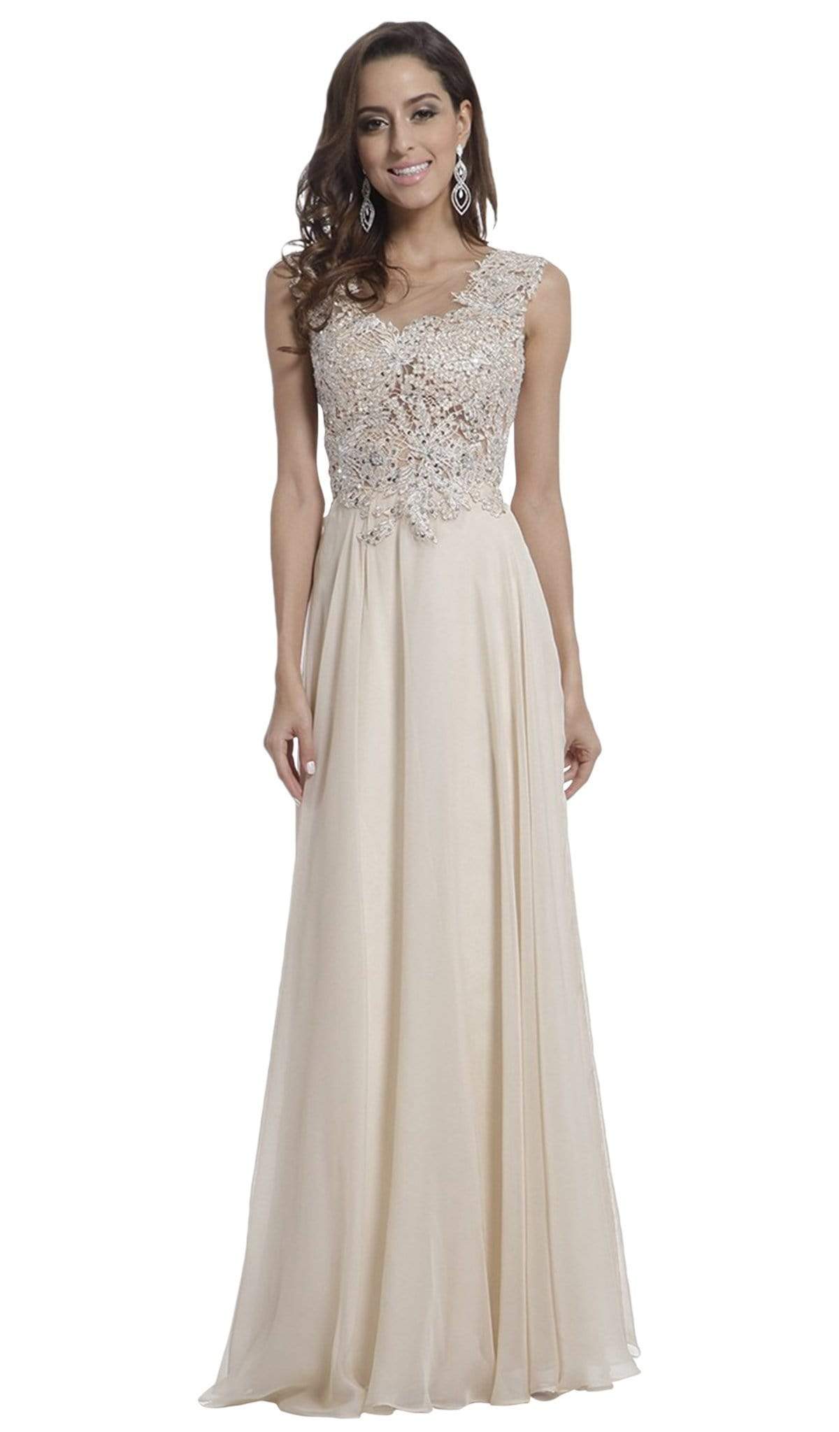 Cinderella Divine - Cap Sleeve Embellished Illusion Lace Gown – Couture ...