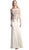 Cinderella Divine - Cap Sleeve Illusion Bateau Metallic Lace Evening Gown Special Occasion Dress 2 / Cream