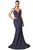 Cinderella Divine - CB054 Glitter Deep V-neck Mermaid Dress Evening Dresses 2 / Midnight