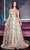 Cinderella Divine - CB068 Metallic Lace Print Glitter Net A-Line Gown Prom Dresses 2 / Champagne