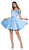 Cinderella Divine - CD0140 Off Shoulder Satin A-Line Dress Homecoming Dresses XXS / Blue