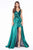 Cinderella Divine - CD0151 A-Line Metallic Dress with Mini Skirt Evening Dresses XXS / Emerald