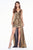 Cinderella Divine - CD0151 A-Line Metallic Dress with Mini Skirt Evening Dresses XXS / Gold