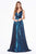 Cinderella Divine - CD0151 A-Line Metallic Dress with Mini Skirt Evening Dresses XXS / Peacock