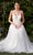 Cinderella Divine - CD0154W Appliqued Deep V-Neck Layered Tulle Dress Wedding Dresses