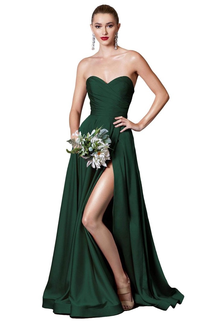 Cinderella Divine - CD0165 Strapless Sweetheart A-line Gown Bridesmaid Dresses XXS / Emerald