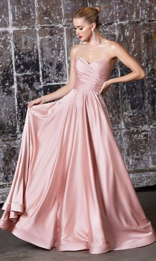 Cinderella Divine - CD0165 Strapless Sweetheart Bodice A-line Satin Gown - 1 pc Navy In Size 4 Available CCSALE 4 / Navy