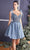 Cinderella Divine - CD0174 Embellished Deep V Neck A-line Dress Cocktail Dresses XXS / Smoky Blue