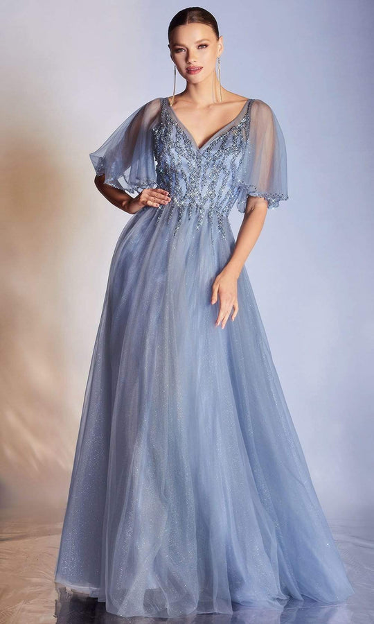 Cinderella Divine - CD0175 Embellished V neck A-line Gown