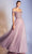 Cinderella Divine - CD0177 Metallic Lace Appliqued Glitter Tulle Gown Prom Dresses XXS / Mauve