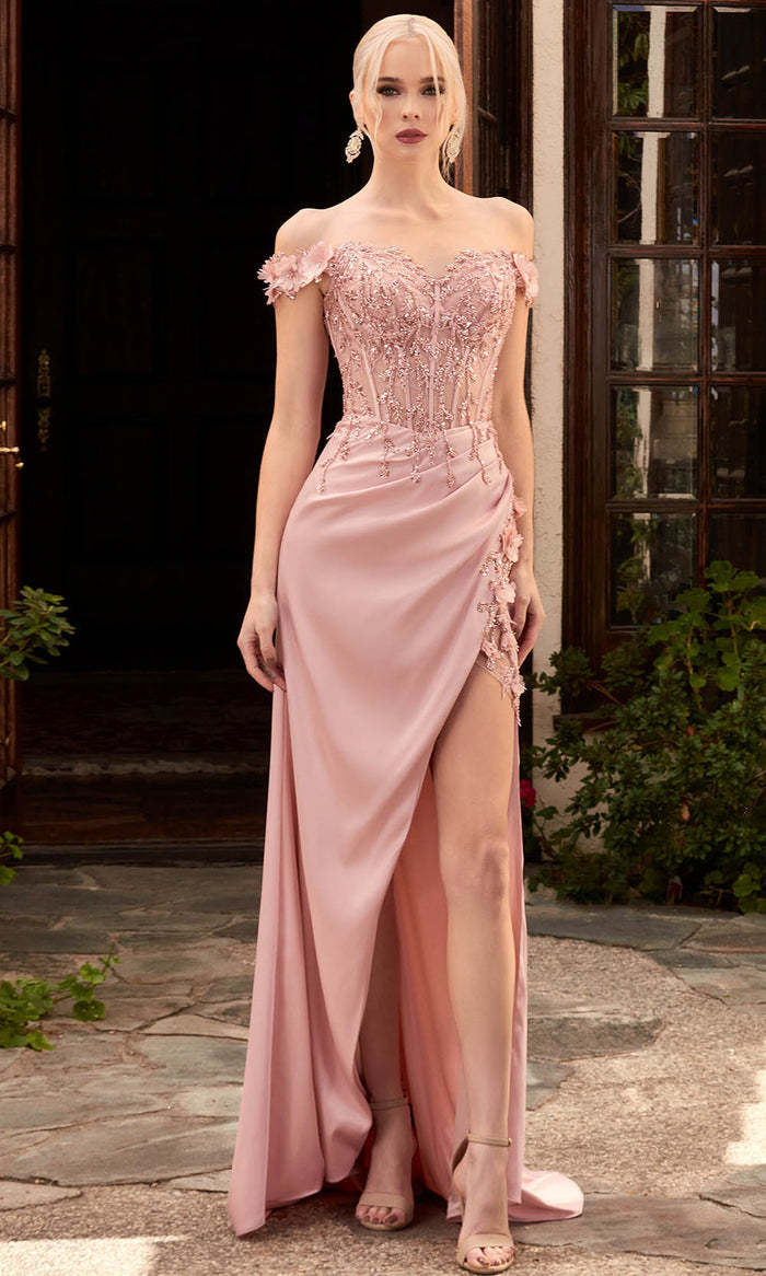 Cinderella Divine CD0186 - Applique Corset Prom Dress Special Occasion Dress XXS / Blush