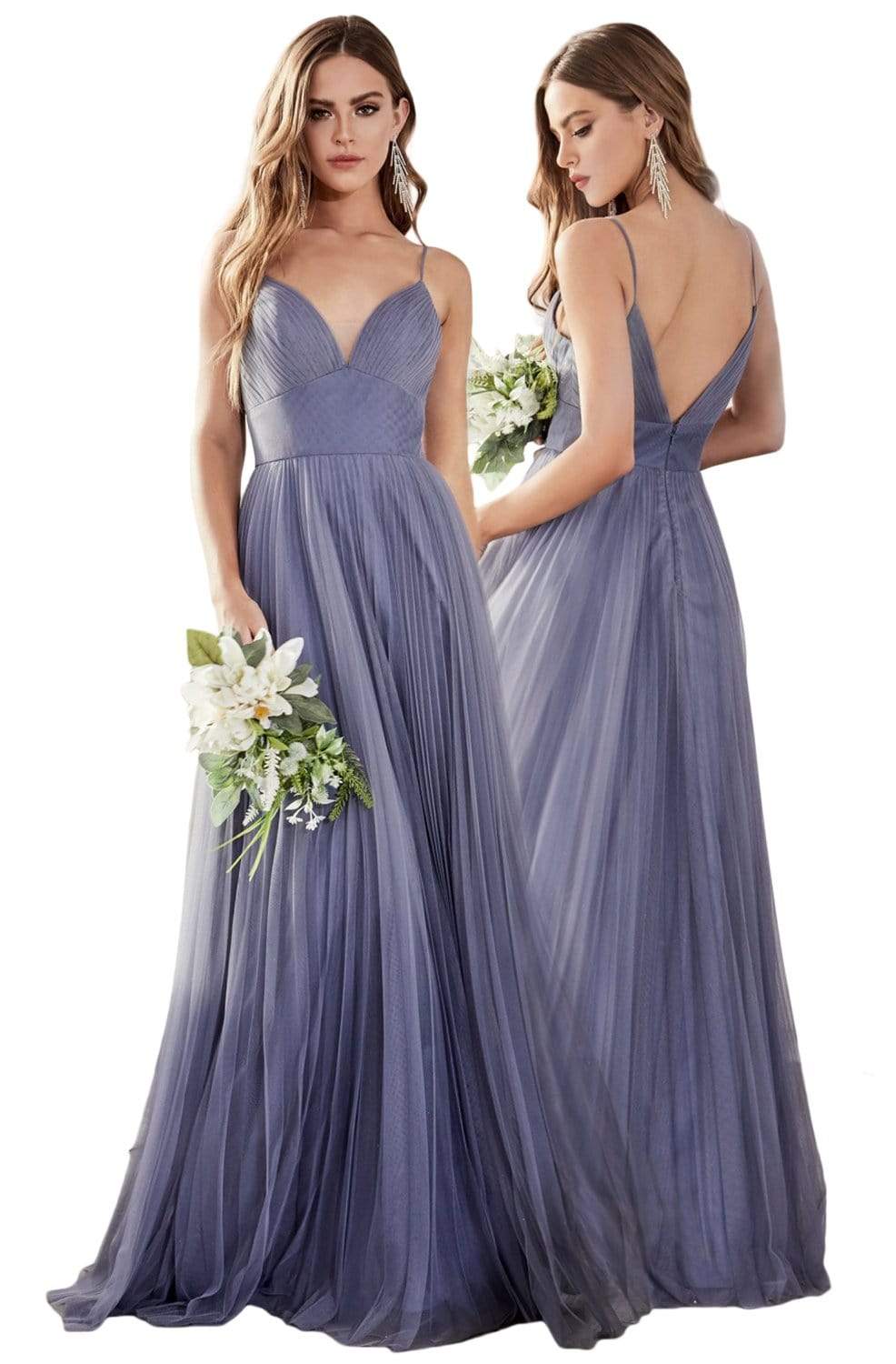 Cinderella Divine - CD184 Sleeveless Pleated Tulle A-Line Gown