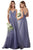 Cinderella Divine - CD184 Sleeveless Pleated Tulle A-Line Gown Bridesmaid Dresses 4 / Smoky Blue