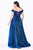 Cinderella Divine - CD210C Metallic Glitter One Shoulder A-Line Gown Evening Dresses