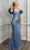 Cinderella Divine CD250 - Ruffle Off-Shoulder Sheath Gown Evening Dresses 2 / Smoky Blue